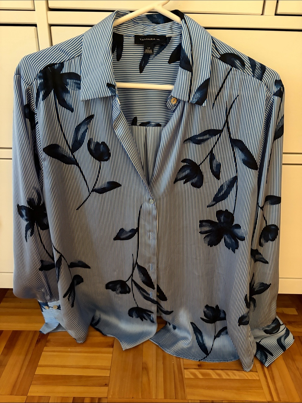 Vanessa Blue Striped Floral Button-Down Shirt